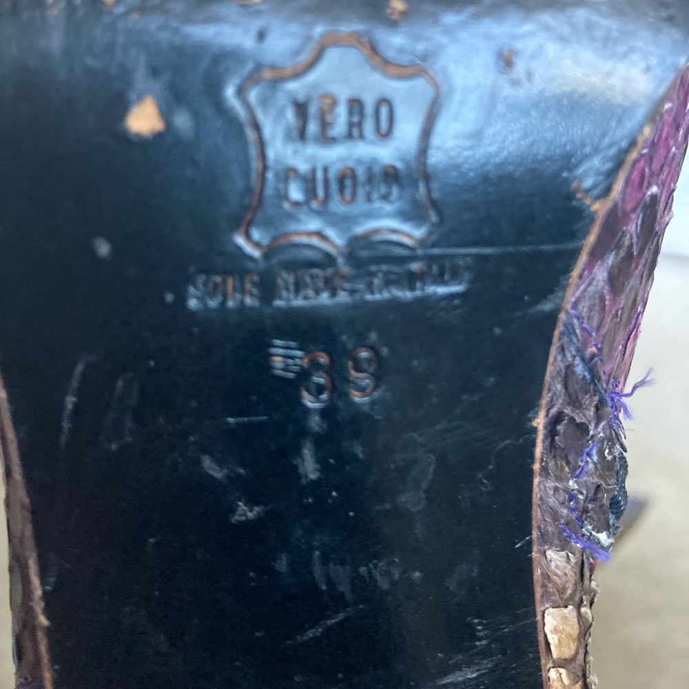 Beautiful snakeskin and leather purple boots, unique, sz 39 (8.5, 9) - Picture 9 of 10